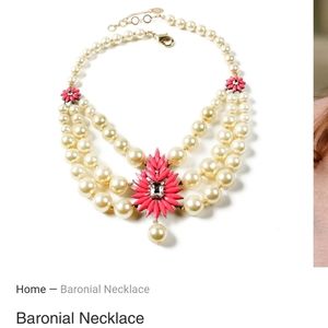 Amrita Singh Baronial Necklace in Fuschia & Faux Pearl w/Austrian Crystals
